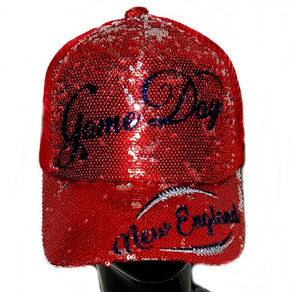 New England Game Day Sequin Red Cap. * Only 1 Left *